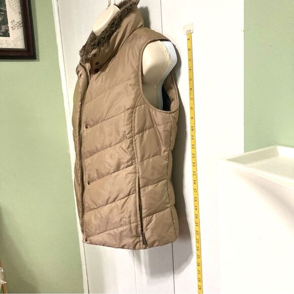 EDDIE BAUER Goose Down Tan Gilet Puffer Tan Beige Vest Womens Medium - Picture 7 of 16